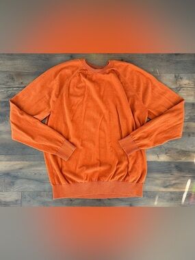 Lands’ End Cotton Cashmere Orange Crewneck Sweater XL Tall Fall Cozy